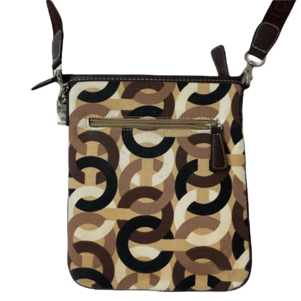 Coach Crossbody Purse Shoulder Bag Luxury Designer Monogram Tan Brown Multicolor